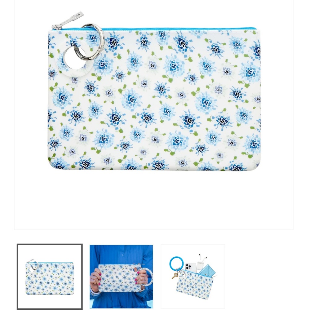 Oventure large silicone pouch Floral Blue and White